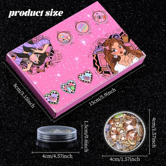 6 Wheels Mixed Sparkle Nail Art Rhinestones Diamonds Crystals - Picture 2 of 3